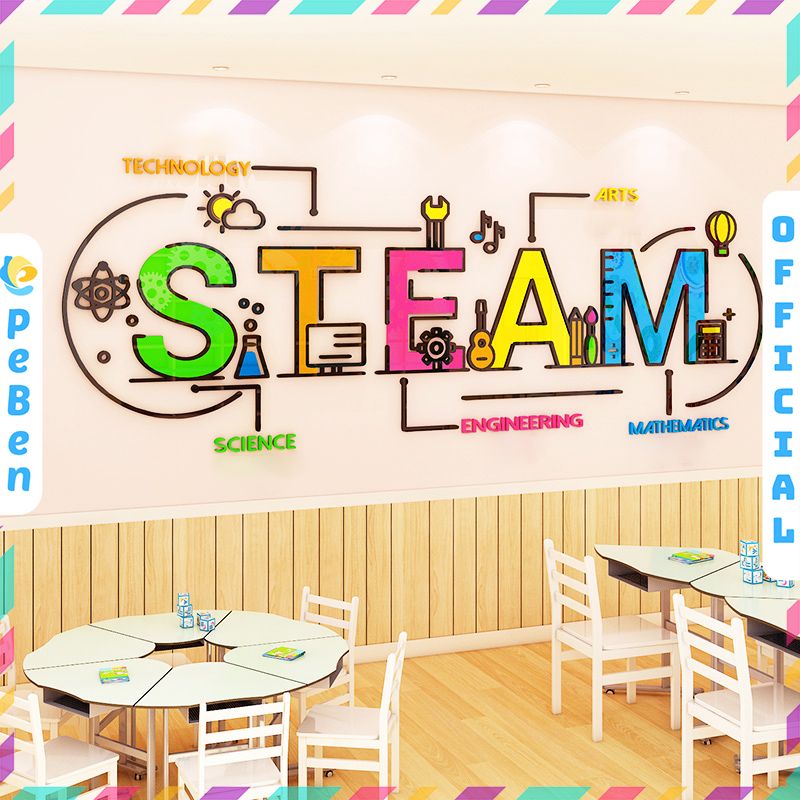  Tranh mica EPeBen dán tường nổi 3d hình STEAM decor trang trí Phòng Các môn học, Sáng tạo, Thí Nghiệm, Tin Học, tiểu học 