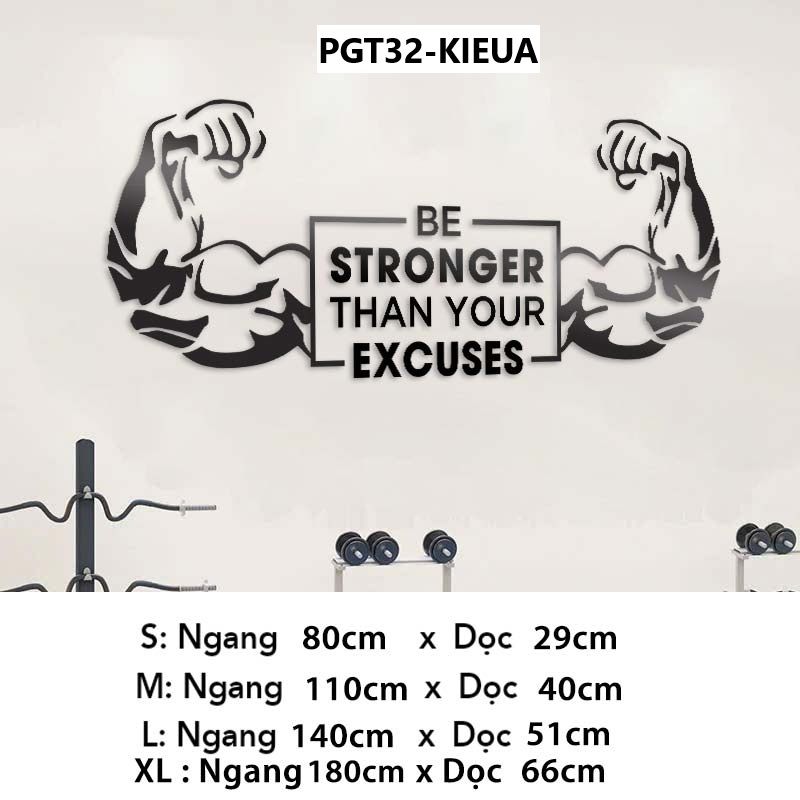  Tranh mica EPeBen dán tường nổi 3d hình STRONGER decor Trang Trí Phòng GYM,Phòng tập,phòng thể dục 
