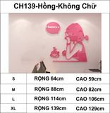  Tranh mica EPeBen dán tường nổi 3d hình cô gái vui vẻ Happy decor trang trí quán cafe, trà chanh, trà sữa 