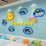  Tranh mica EPeBen dán tường nổi 3d hình Sunny day, mặt trời, đám mây, decor trang trí phòng cho bé, mầm non, mẫu giáo 