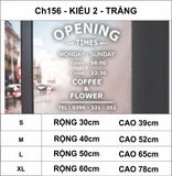 Chữ mica giờ làm việc, logo theo yêu cầu (chữ dán nổi) welcome trang trí cửa kính ra vào, cửa hàng,quán ăn,kinh doanh 