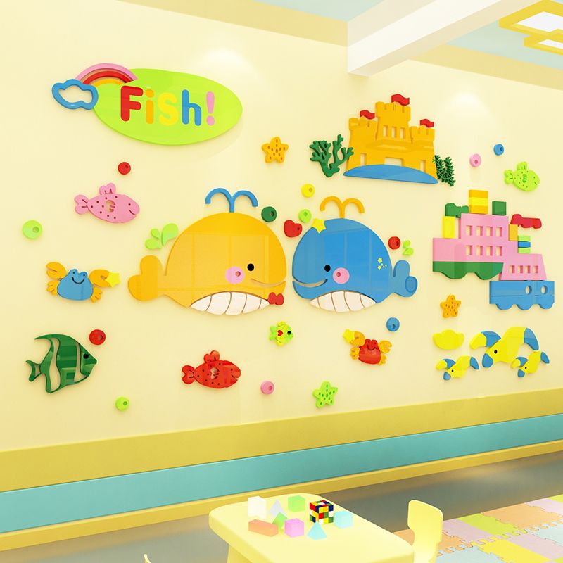  Tranh mica EPeBen dán tường nổi 3d Sự thú vị dưới lòng đại dương trang trí Phòng cho bé, Phòng ngủ 