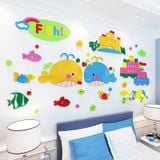  Tranh mica EPeBen dán tường nổi 3d Sự thú vị dưới lòng đại dương trang trí Phòng cho bé, Phòng ngủ 