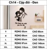  Tranh mica EPeBen dán tường nổi 3d hình cặp đôi decor trang trí cửa hàng, quán nước, shop thời trang 