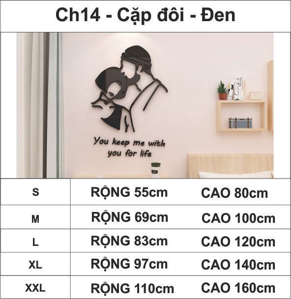  Tranh mica EPeBen dán tường nổi 3d hình cặp đôi decor trang trí cửa hàng, quán nước, shop thời trang 