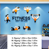  Tranh mica EPeBen dán tường nổi 3d hình Fitness don't be lazy nam nữ các động tác decor trang trí Phòng Tập Gym 