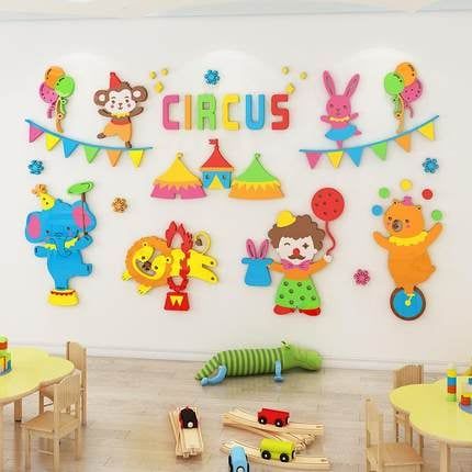  Tranh mica EPeBen dán tường nổi 3d hình Rạp xiếc decor trang trí phòng cho bé, trường mầm non 
