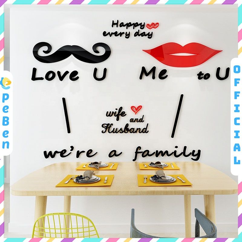  Tranh mica EPeBen dán tường nổi 3d hình chúng ta là một gia đình decor trang trí phòng khách, phòng ngủ 