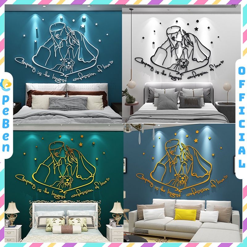  Tranh mica EPeBen dán tường nổi 3d hình Cô Dâu Chú Rể decor trang trí phòng cưới, phòng ngủ, tiệm áo cưới 