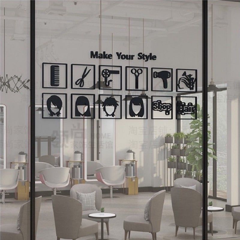  Tranh mica EPeBen dán tường nổi 3d hình các kiểu tóc decor trang trí Salon tóc decor trang trí salon, cửa hàng, spa 