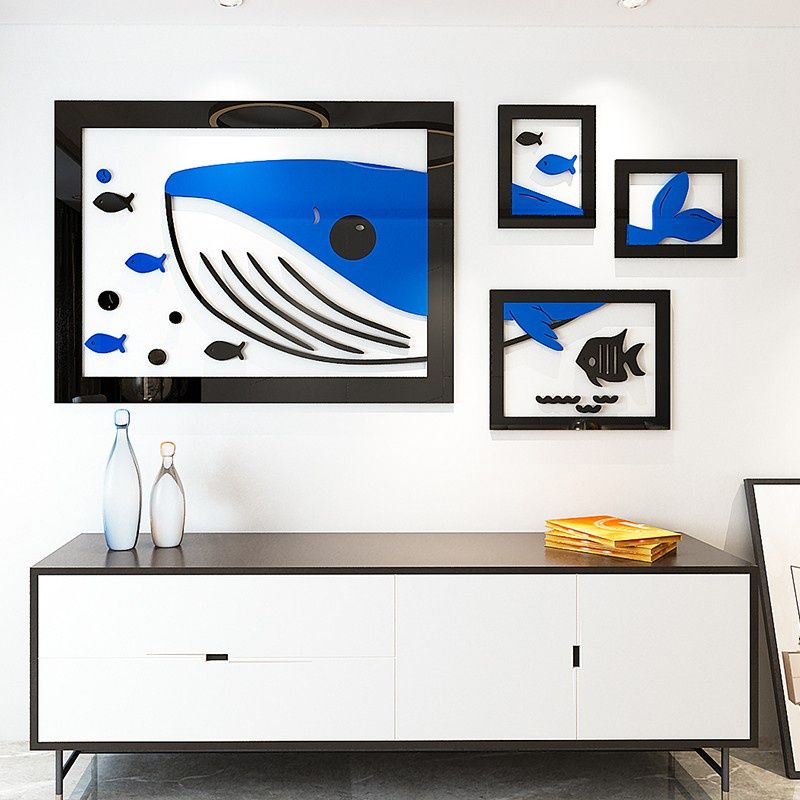  Tranh mica EPeBen dán tường nổi 3d hình cá voi dưới đại dương decor trang trí quán ăn, nhà hàng, phòng ngủ 