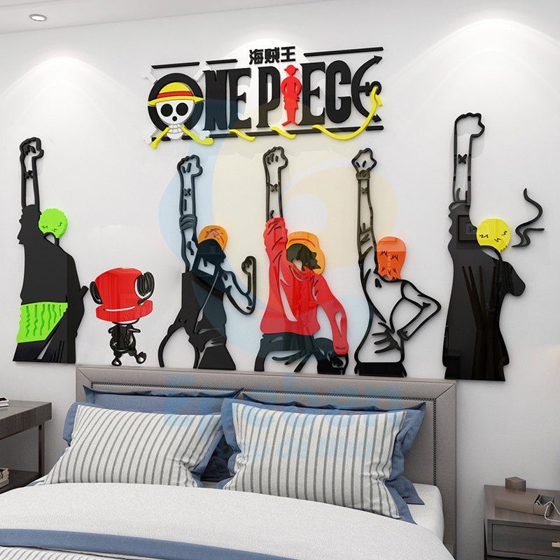  Tranh mica EPeBen dán tường nổi 3d hình one piece ace decor trang trí quán game phòng game thủ 