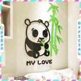  Tranh dán tường mica 3d decor khổ lớn chú gấu trúc măm măm 