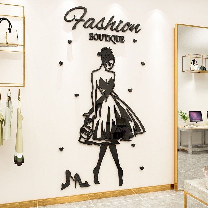  Tranh mica EPeBen dán tường nổi 3d hình Fashion decor trang trí shop thời trang váy, áo, giày, shop phụ kiện 