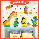  Tranh mica EPeBen dán tường nổi 3d hình những chú Khủng long tinh nghịch decor trang trí phòng cho bé, Trường mầm non 