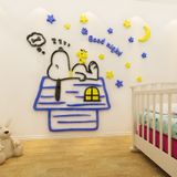  Tranh mica EPeBen dán tường nổi 3d hình snoopy ngủ trên mái nhà decor trang trí mầm non, phòng cho bé 