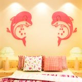  Tranh dán tường mica 3d decor khổ lớn hoạt hình hai chú cá heo xinh xắn 