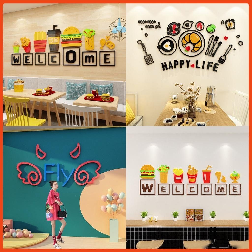  Tranh mica EPeBen dán tường nổi 3d hình Hamburger gà rán fastfood decor trang trí quán ăn đồ ăn nhanh, nhà hàng 