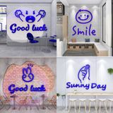  Tranh Mica 3d Dán Tường Chữ Smile Good Luck Sunny day Trang Trí Cửa Kính, Cửa Hàng, Quán Trà Sữa, Salon, Nail 