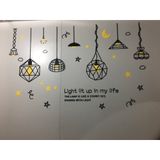 Tranh mica EPeBen dán tường nổi 3d hình đèn thả treo màu đen vàng decor trang trí phòng khách, phòng ngủ 
