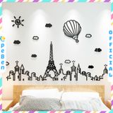  Tranh mica EPeBen dán tường nổi 3d hình thành phố hiện đại decor trang trí phòng khách, nhà cửa 
