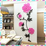  Tranh dán tường mica 3d decor khổ lớn khóm hồng nở rộ trang trí phòng khách, phòng ngủ, phòng cưới 