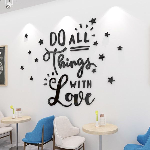  Tranh mica EPeBen dán tường nổi 3d hình Do all things decor trang trí quán cafe, trà sữa 