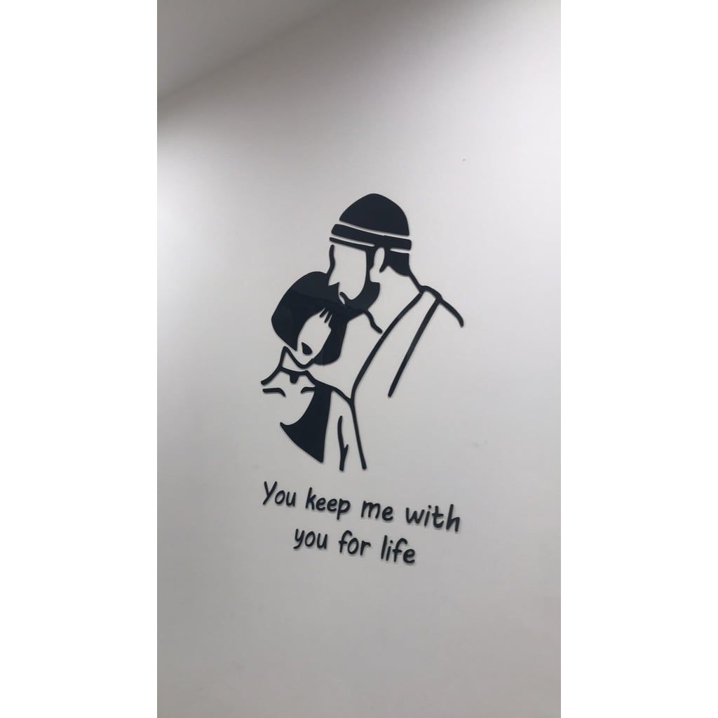  Tranh mica EPeBen dán tường nổi 3d hình cặp đôi decor trang trí cửa hàng, quán nước, shop thời trang 