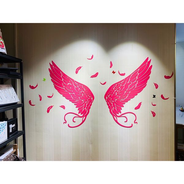  Tranh mica EPeBen dán tường nổi 3d hình đôi cánh thiên thần decor trang trí cửa hàng, shop thời trang 