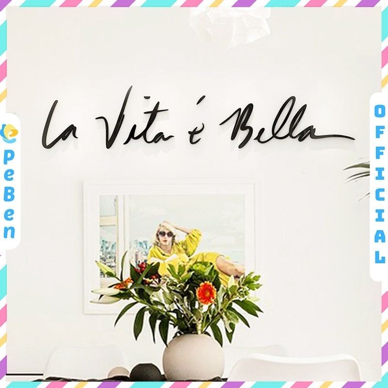  Tranh mica EPeBen dán tường nổi 3d hình Chữ nghệ thuật La vita, Sunshine decor trang trí phòng khách, nhà cửa 