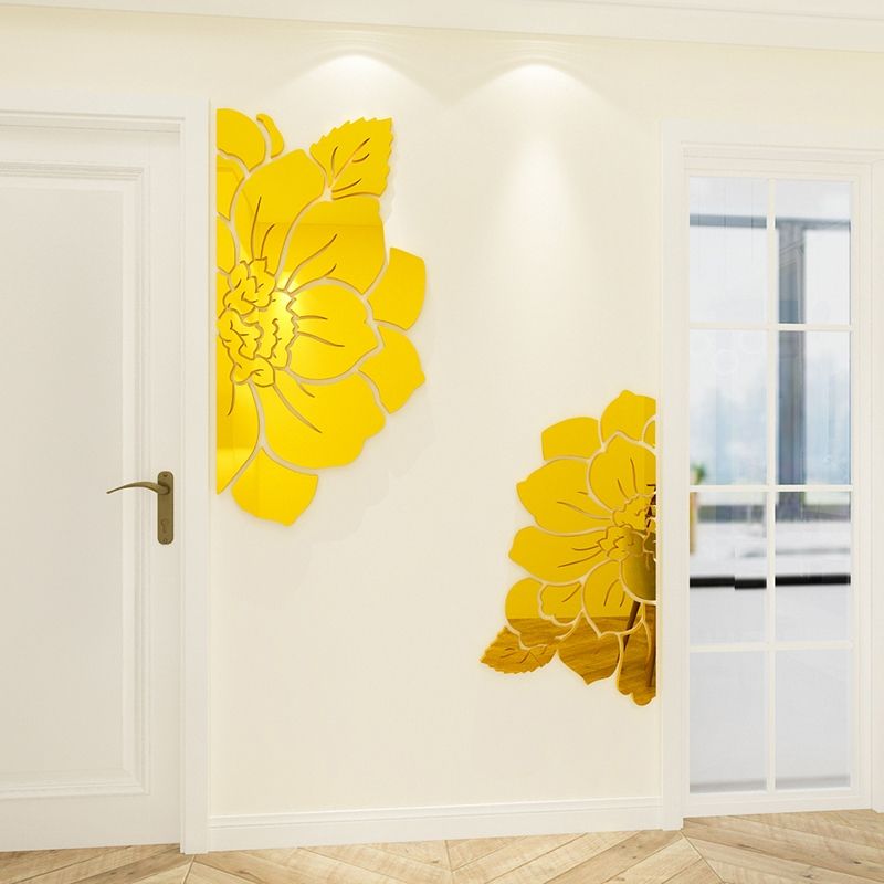  Tranh mica 3d dán tường mẫu tranh bông hoa tráng gương bóng, trang trí phòng khách, phòng bếp 