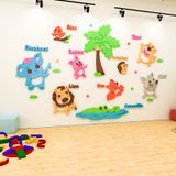  Tranh mica EPeBen dán tường nổi 3d hình Học tên các con vật decor trang trí nhà trẻ, phòng cho bé, Tiếng Anh 