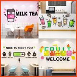  Size lớn Tranh mica dán tường dán nổi hello trang trí cửa ra vào shop quần áo, cafe, spa 