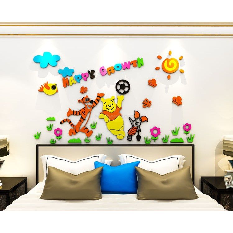 Tranh mica EPeBen dán tường nổi 3d hình nắng winnie the pooh decor trang trí mầm non, phòng cho bé 