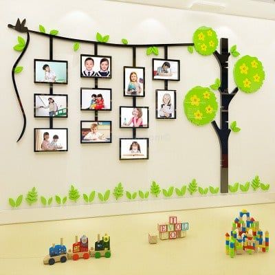 Tranh dán tường mica 3d decor khổ lớn khung ảnh kỷ niệm trang trí mầm non, mẫu giáo, phòng cho bé 