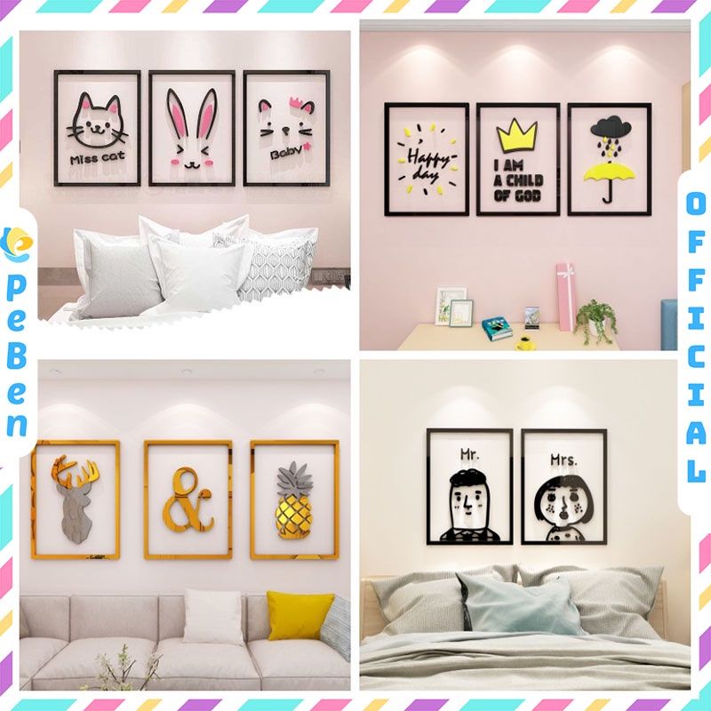  Tranh mica EPeBen dán tường nổi 3d hình phong cách hoạt hình decor trang trí mầm non, phòng cho bé 