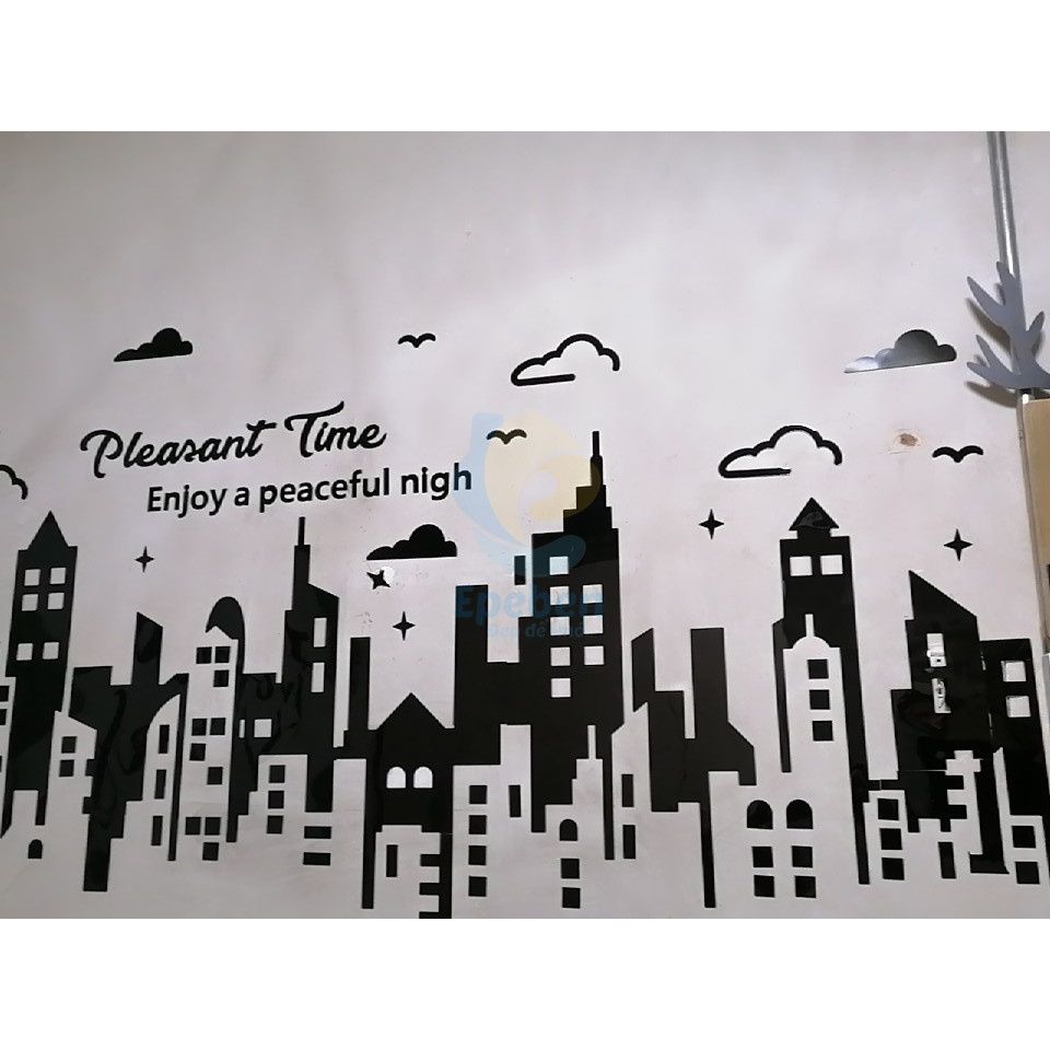  Tranh mica EPeBen dán tường nổi 3d hình thành phố decor trang trí phòng khách, phòng ngủ, phòng làm việc 