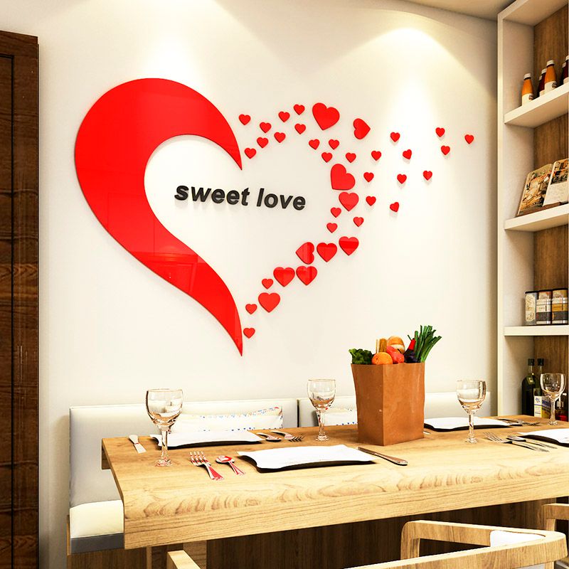  Tranh mica EPeBen dán tường nổi 3d hình trái tim sweet love lãng mạng decor trang trí, phòng ngủ, phòng cưới 