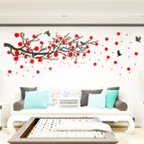  Tranh mica 3d dán tường mẫu tranh Cành Đào Chim Hạc Hươu Sao, trang trí phòng khách, phòng bếp 