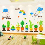  Tranh dán tường mica 3d decor Những cây xương rồng đáng yêu Trang trí nhà trẻ, cầu thang, phòng cho bé, Chân Tường 