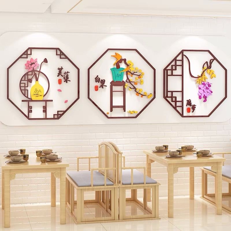  Tranh mica 3d dán tường các mẫu tranh hình quạt, hình ngũ giác tứ quý, trang trí phòng khách 