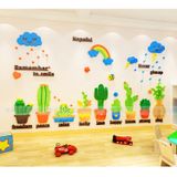  Tranh dán tường mica 3d decor Những cây xương rồng đáng yêu Trang trí nhà trẻ, cầu thang, phòng cho bé, Chân Tường 