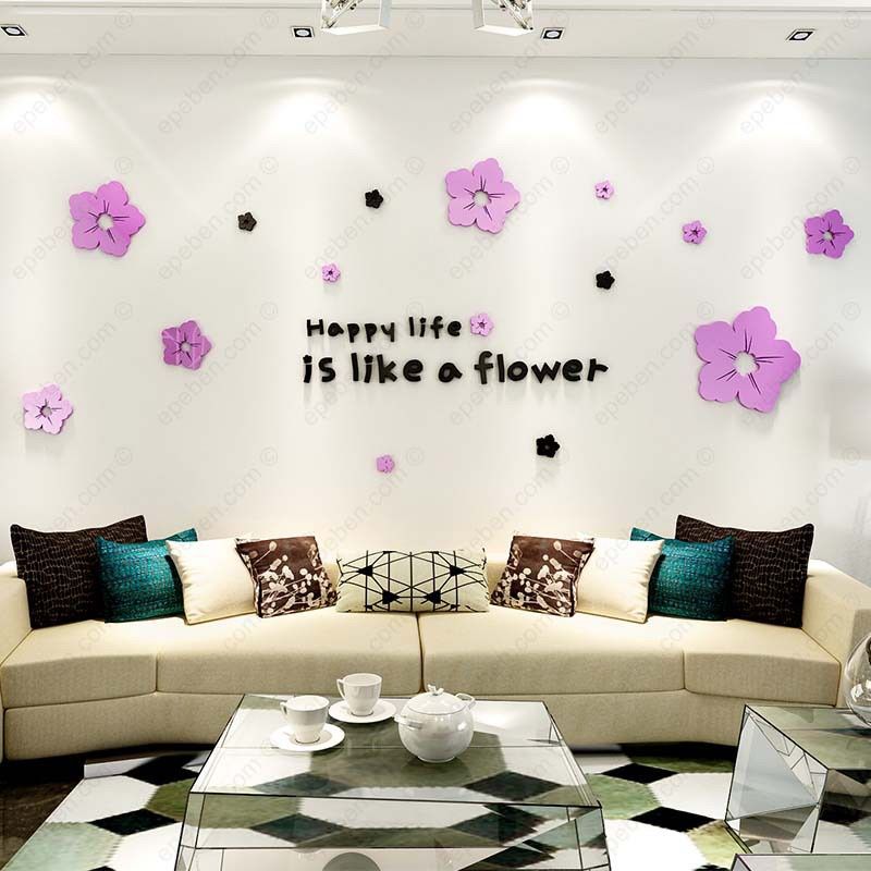  Tranh mica EPeBen dán tường nổi 3d hình vui vẻ như những bông hoa decor trang trí phòng khách, phòng ngủ 