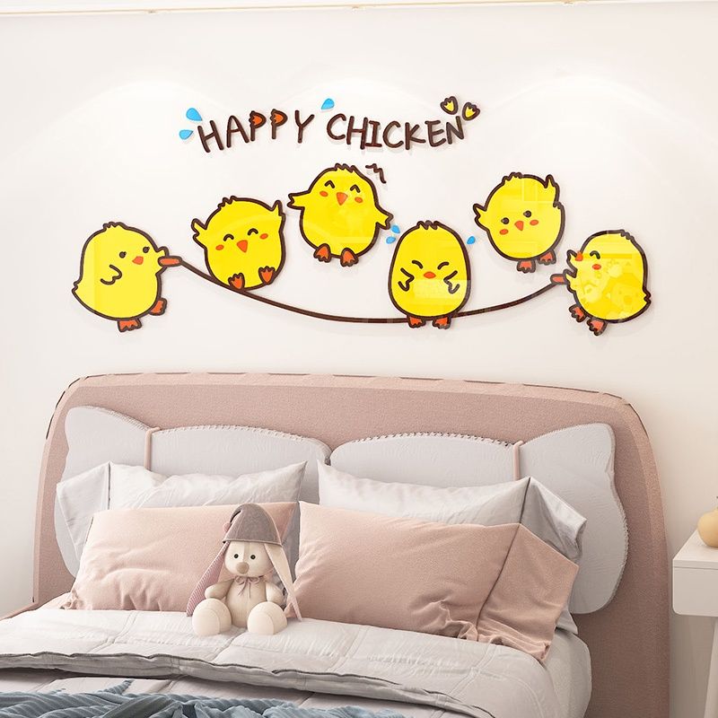  Tranh mica EPeBen dán tường nổi 3d hình gà con nhảy dây happy animals decor trang trí phòng cho bé, nhà trẻ 