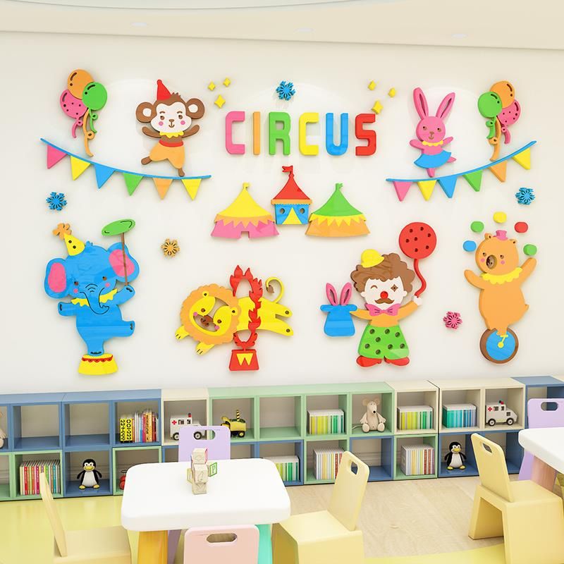  Tranh mica EPeBen dán tường nổi 3d hình Rạp xiếc decor trang trí phòng cho bé, trường mầm non 