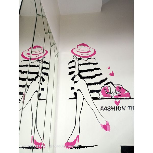  Tranh mica EPeBen dán tường nổi 3d hình fashion time decor trang trí spa, shop thời trang, phòng ngủ, nail 