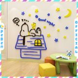  Tranh mica EPeBen dán tường nổi 3d hình snoopy ngủ trên mái nhà decor trang trí mầm non, phòng cho bé 