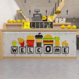  Tranh dán tường mica 3d decor Humburger Trang trí quán ăn, nhà hàng 