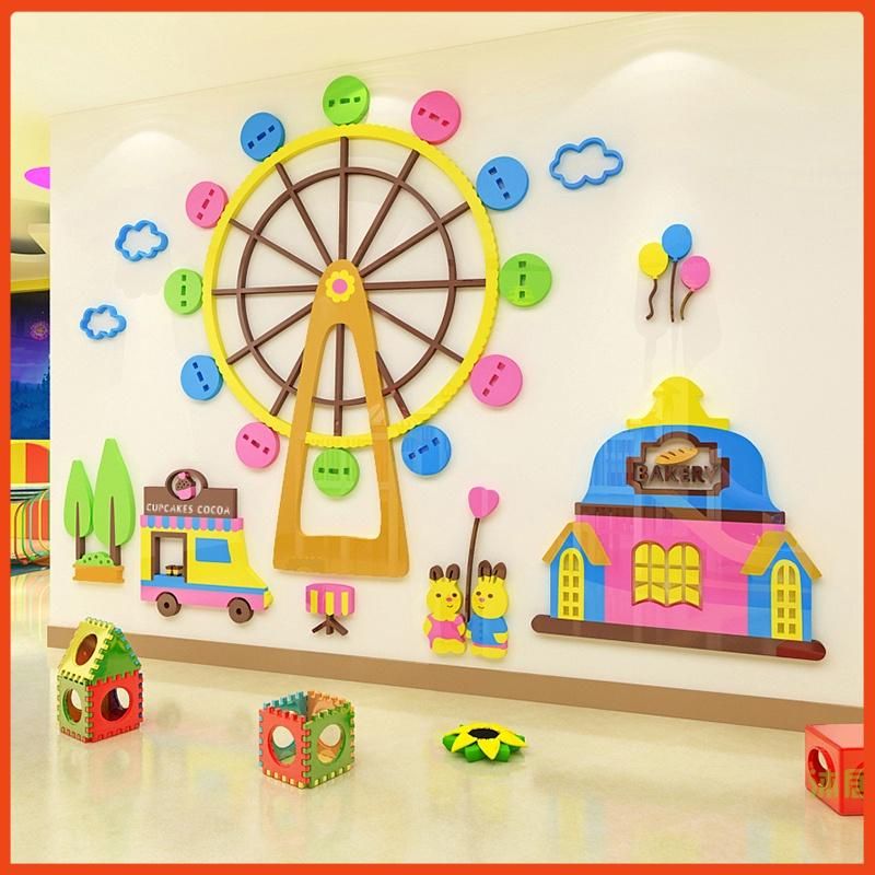  Tranh mica EPeBen dán tường nổi 3d hình vòng quay mặt trời, decor trang trí mầm non, khu vui chơi trẻ 