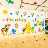  Tranh dán tường mica 3d decor khổ lớn lớn lên cùng nhau trang trí mầm non, mẫu giáo, phòng cho bé 